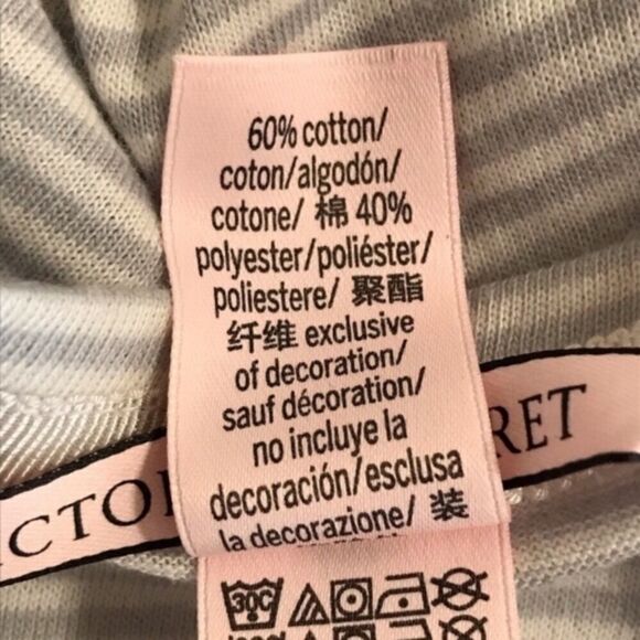 VICTORIA'S SECRET Cotton Blend Short Sleeve Tee Gray/White Sz L NWT - Picture 5 of 5